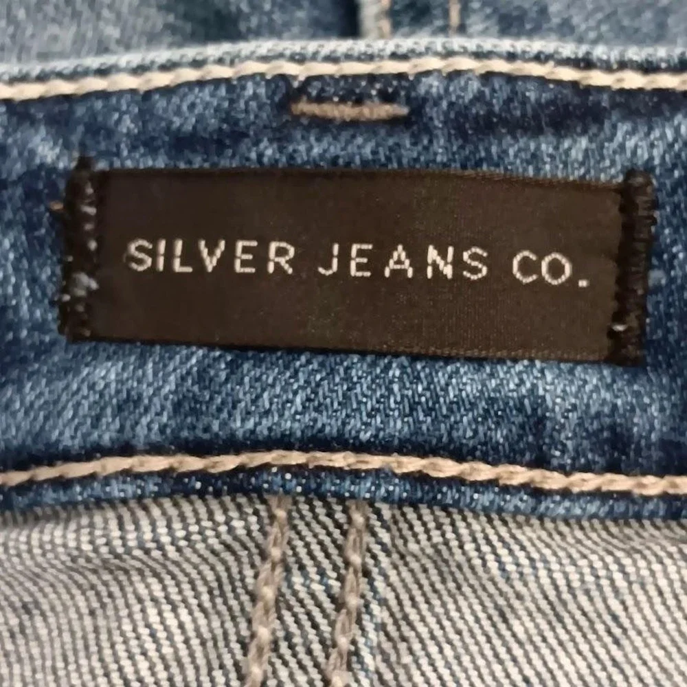 Silver Jeans Co‎ Jeans Womens W28/L29 Blue Boyfriend Distressed Stretch Denim